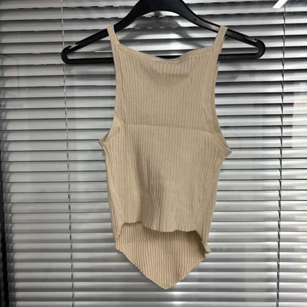 Beige Ribbed Tank Top - Picture 2 of 5